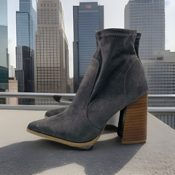 Steve Madden Shoes Womens Size 6 M Gray Touchdown High Heels Booties Zip Y2K - Picture 2 of 11